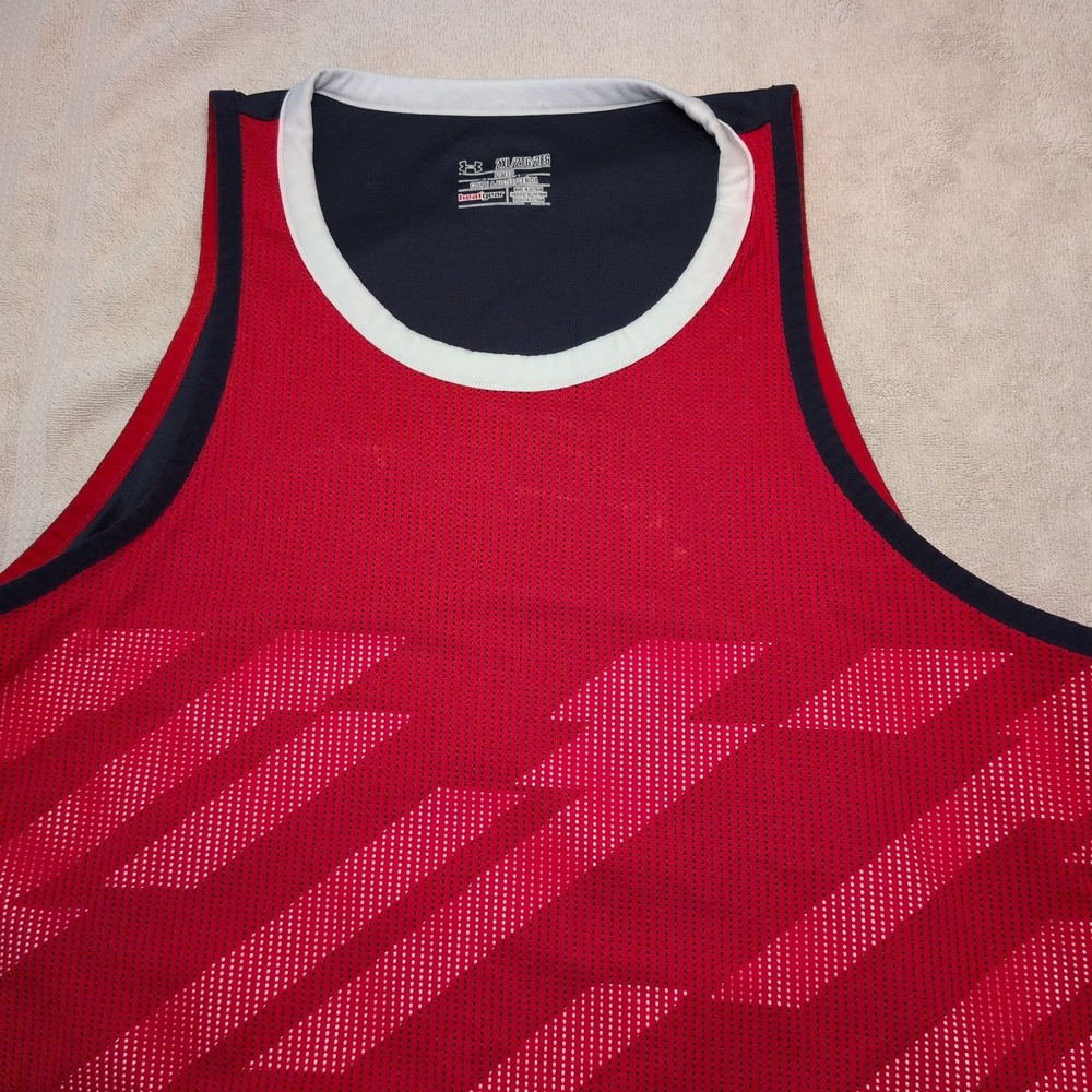 Under Armour Men's Heat Gear Tank Top Size XXL Red, White and Blue Fitted